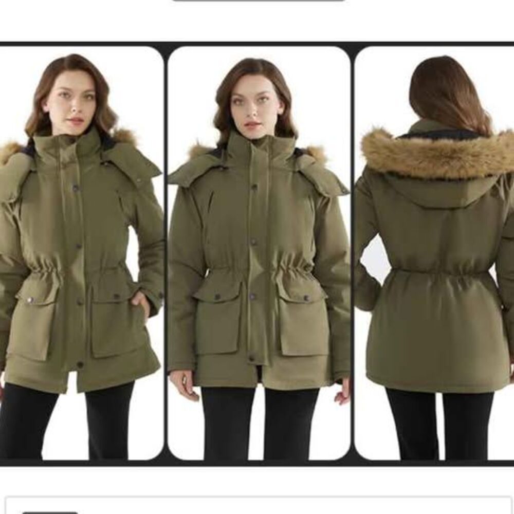 Women's Medium Olive Green Hooded Coat S/M
